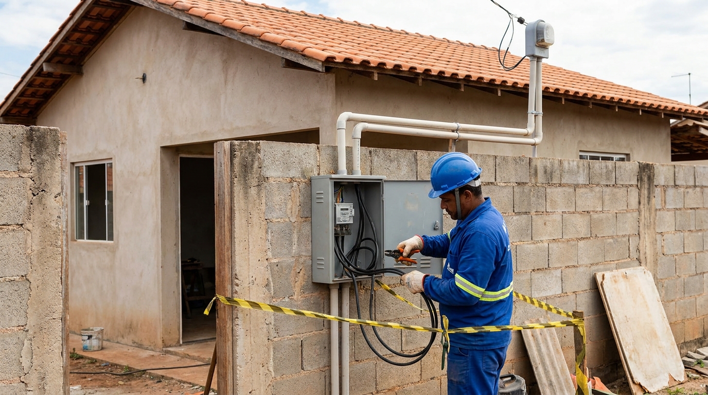 Eletricista instalando padrao de energia em Teresina‑PI