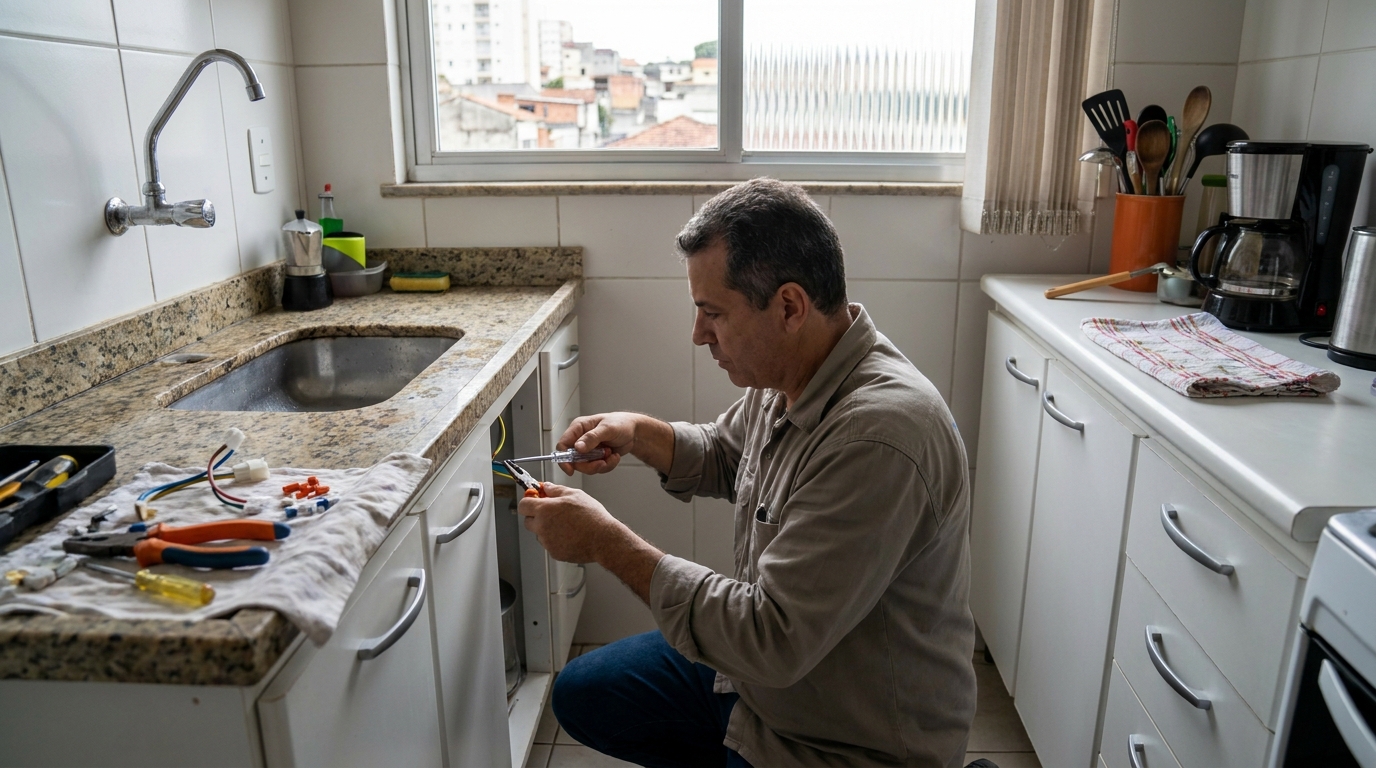Eletricista instalando torneira eletrica em Teresina‑PI