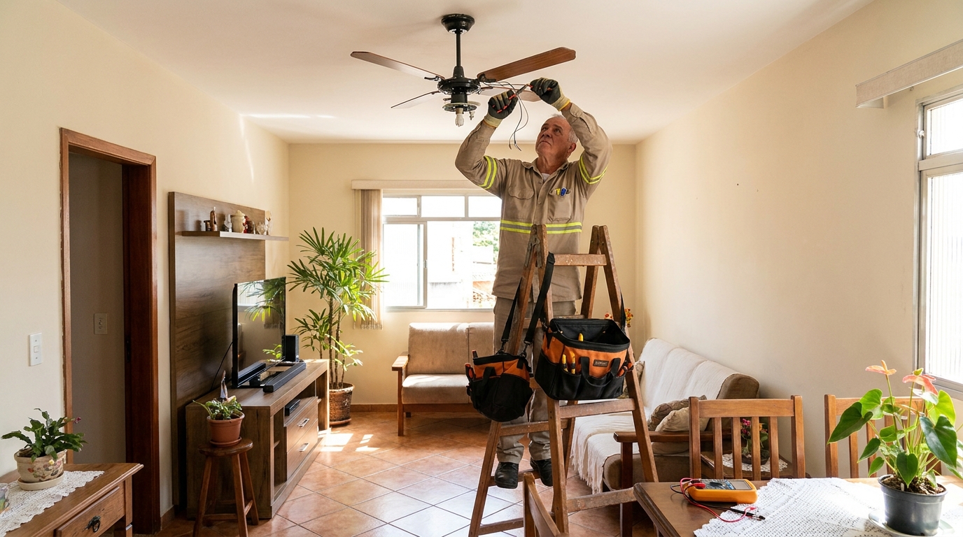 Montagem de ventilador de teto em Teresina‑PI
